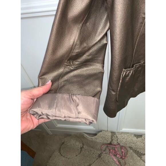 B Collection Women's Bronze Metallic Leather Blazer Jacket XL Lapel Collar - Picture 6 of 7